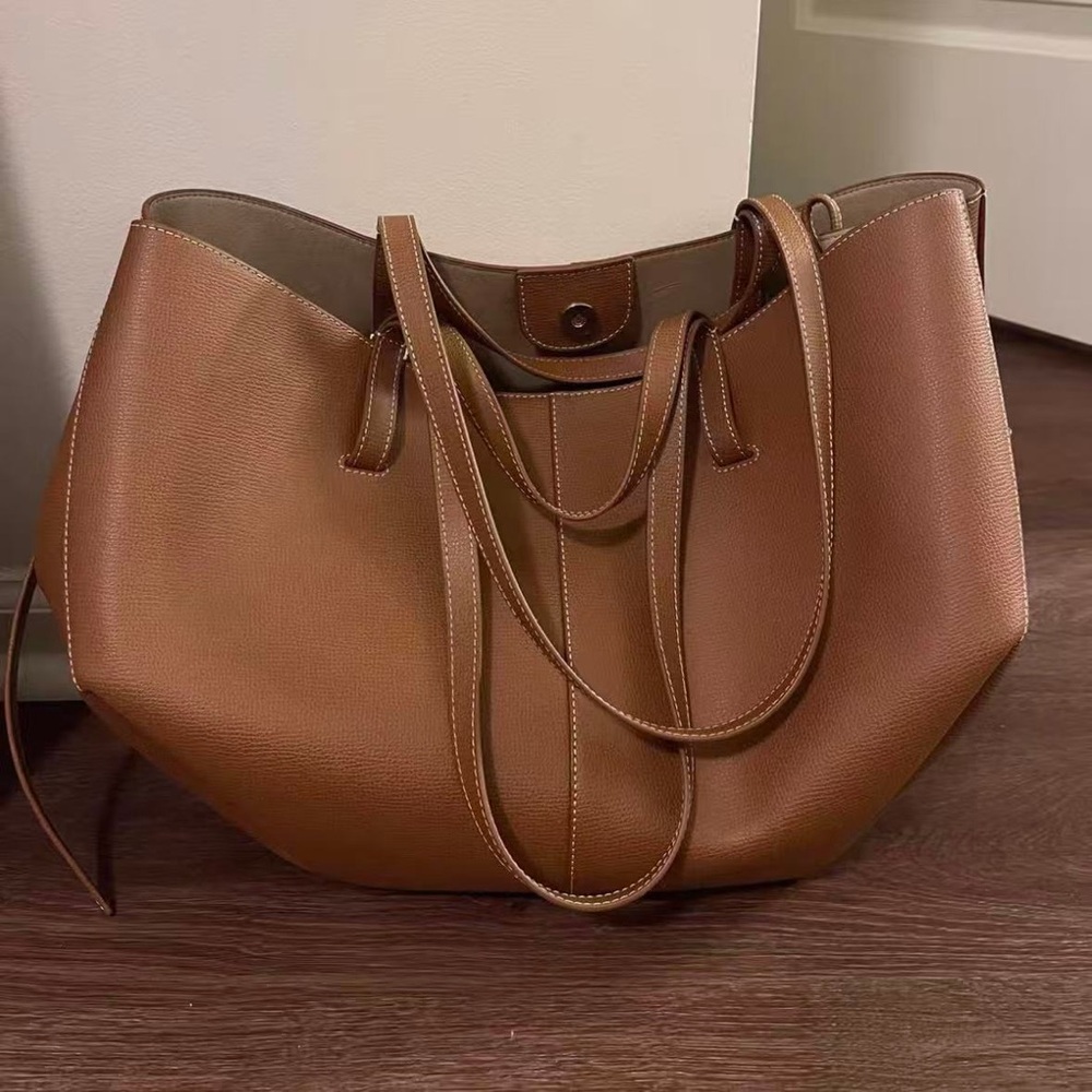 Polene Brown Leather Tote Bag